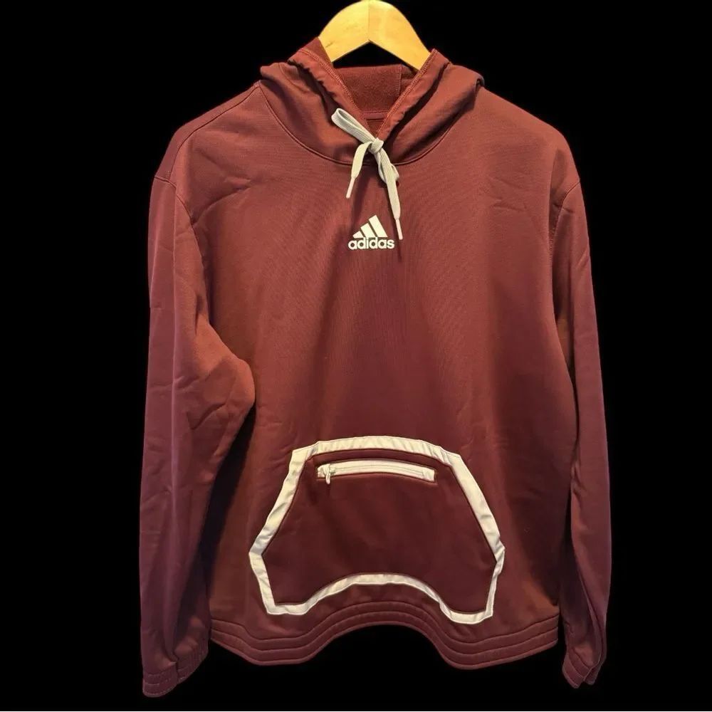 Adidas Women’s Burgundy Hoodie with Gray Accents Athleisure